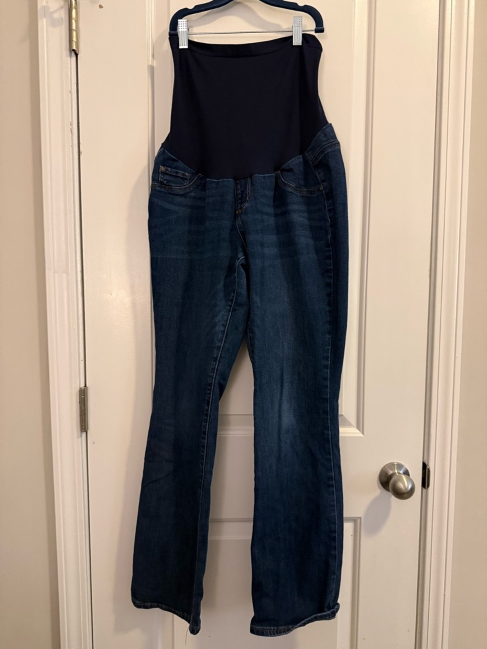 Indigo Blue Dark Blue Denim Maternity Jeans with Panel